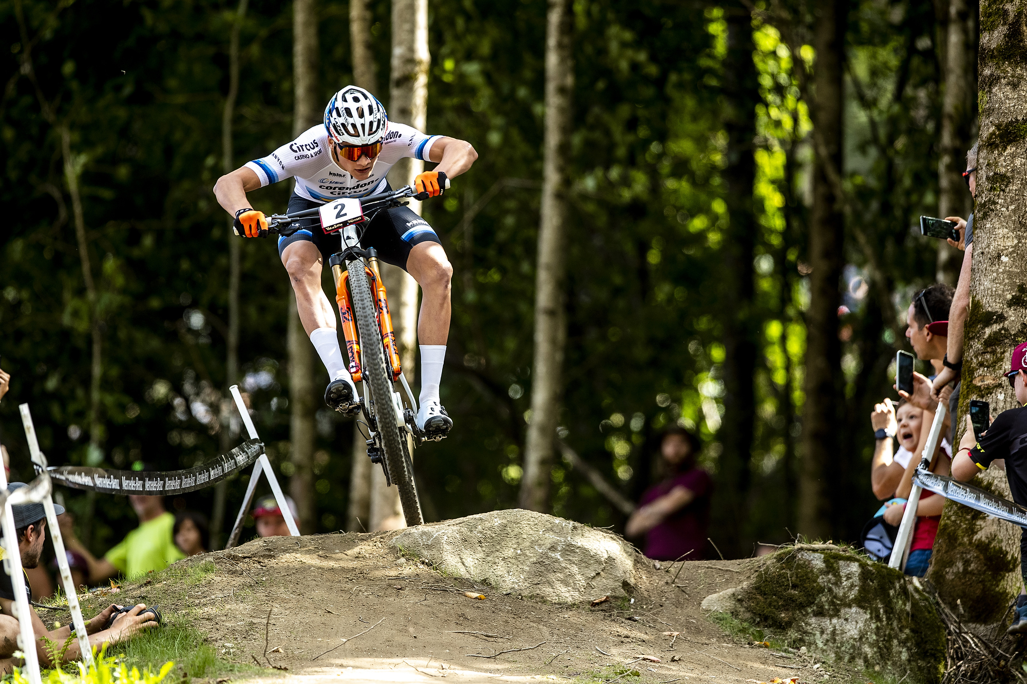 Mathieu glides straight and fast over a small rock feature.